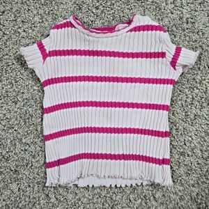 Zara Baby Girl Pink & White Striped Ribbed Top - 12-18 Months